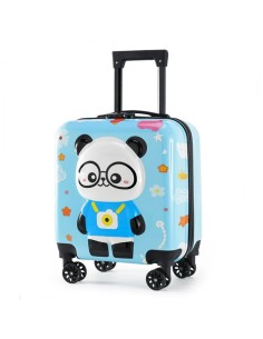 Troler albastru, tip valiza, copii, pentru bagaje, model ursulet, functie de blocare prin cifru, JollyMag, WP07 2