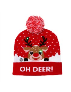 Caciula de iarna cu LED si pompom, tematica de Craciun cu ren simpatic, JollyMag, CZ50