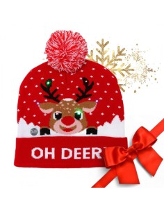 Caciula de iarna cu LED si pompom, tematica de Craciun cu ren simpatic, JollyMag, CZ50 2