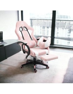 Scaun de gaming roz, cu suport picioare si perna de masaj, max 150 kg, 61x116-123 cm, JollyMag, KO23R 2