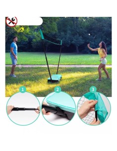 Set de badminton intr-o cutie de transport turcoaz, cu 2 rachete, 2 fluturasi si fileu, JollyMag, AR01 2