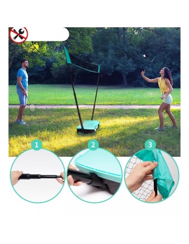 Set de badminton intr-o cutie de transport turcoaz, cu 2 rachete, 2 fluturasi si fileu, JollyMag, AR01