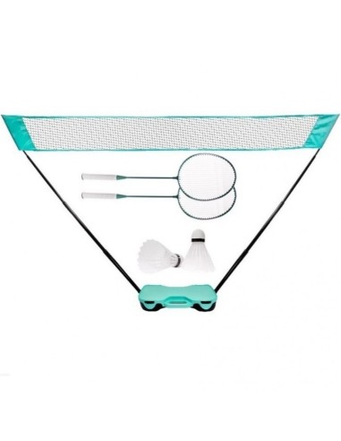 Set de badminton intr-o cutie de transport turcoaz, cu 2 rachete, 2 fluturasi si fileu, JollyMag, AR01