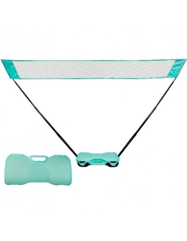 Set de badminton intr-o cutie de transport turcoaz, cu 2 rachete, 2 fluturasi si fileu, JollyMag, AR01