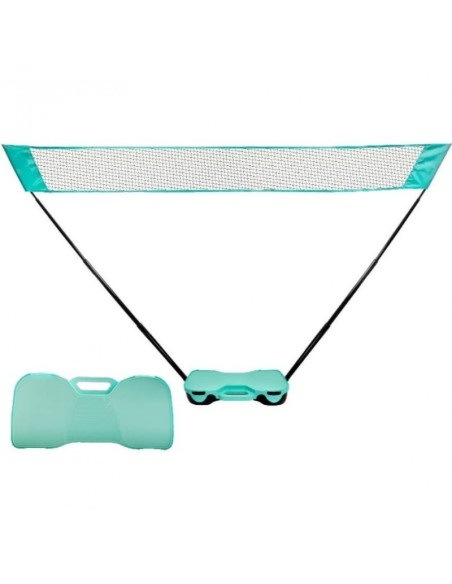 Set de badminton intr-o cutie de transport turcoaz, cu 2 rachete, 2 fluturasi si fileu, JollyMag, AR01