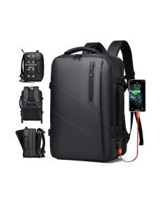 Rucsac negru de calatorie, impermeabil, bagaj de mana laptop si zboruri avioane, USB, JollyMag, PL182