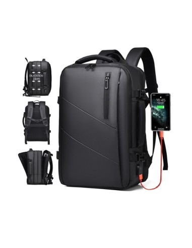 Rucsac negru de calatorie, impermeabil, bagaj de mana laptop si zboruri avioane, USB, JollyMag, PL182