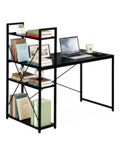 Masa de birou cu raft lateral negru, 120x60 cm, JollyMag, STL24CZ 2