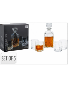 Set decantor 900 ml cu patru pahare de whisky, 230 ml, sticla transparenta, JollyMag, AMS58202 2