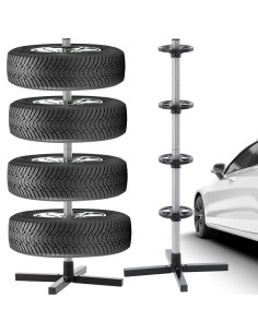 Suport metalic depozitare 4 roti, din aluminiu, jante cu anvelope auto cu latimea maxima de 225 mm, Jollymag, REA5202