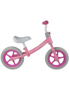 Bicicleta de echilibru pentru copii, fara pedale, roti EVA 12", roz cu alb de fetite, JollyMag, 109977